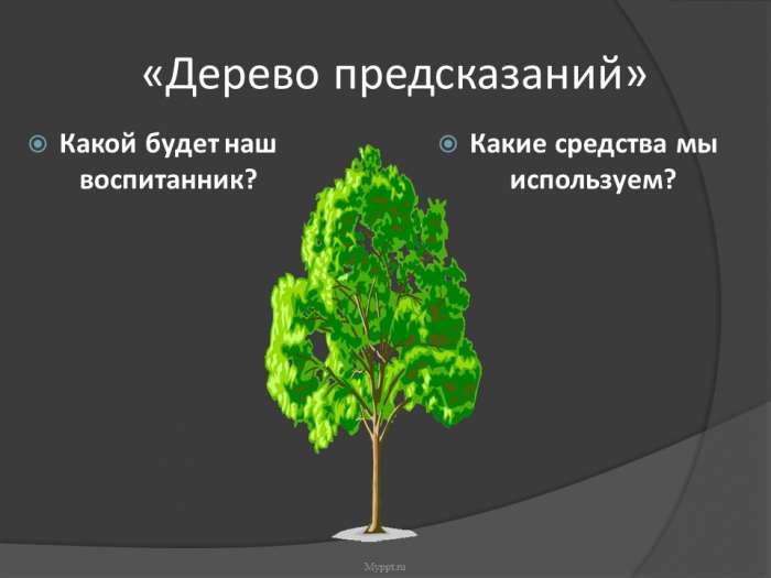 «Дерево предсказаний»  Какой будет наш воспитанник?  Какие средства мы используем?