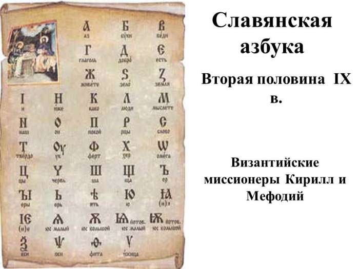 Славянская азбука  Византийские миссионеры Кирилл и Мефодий