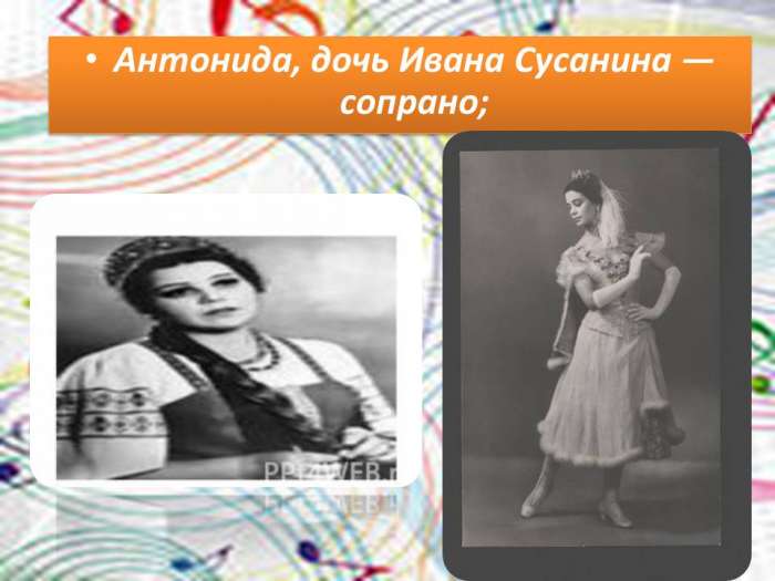 Действующие лица Антонида, дочь Ивана Сусанина.